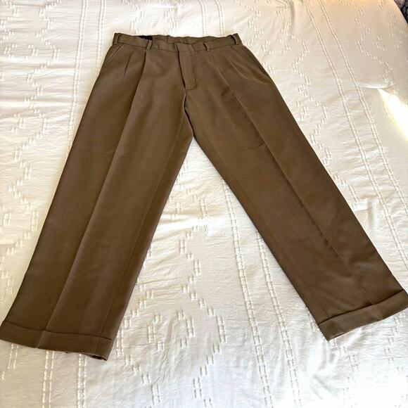 Perry Ellis Other - 90s Vintage Perry Ellis America Pleated Dress Pants Marc Jacobs Era Brown 34x30